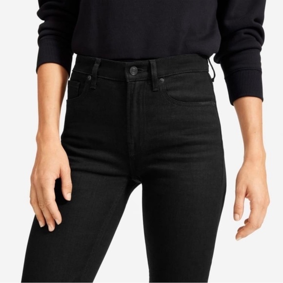 Everlane High Rise Slim Straight Button Fly Cigarette Jeans in Black Size 25 - Picture 3 of 12